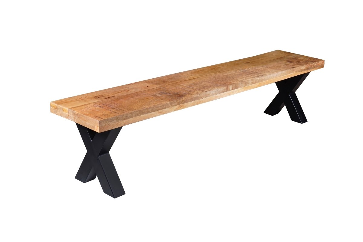 Jídelní lavice z mangového dřeva Columbus X-leg 140x40 cm Mahom