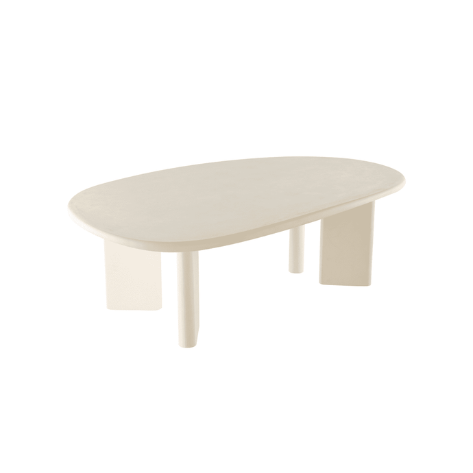 Konferenční stolek Savannah z mikrocementu 120 cm, bíly- mahagon