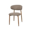 Jídelní židle Japandi taupe s nohou v barvě dubu, mahagon