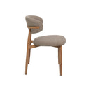 Jídelní židle Japandi taupe s nohou v barvě dubu, mahagon