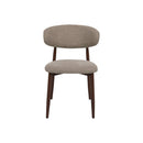 Jídelní židle Japandi taupe s nohou v barvě ořechu, mahagon
