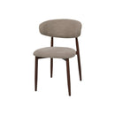 Jídelní židle Japandi taupe s nohou v barvě ořechu, mahagon