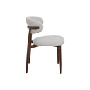 Jídelní židle Japandi  béžová s nohou v barvě ořechu, mahagon