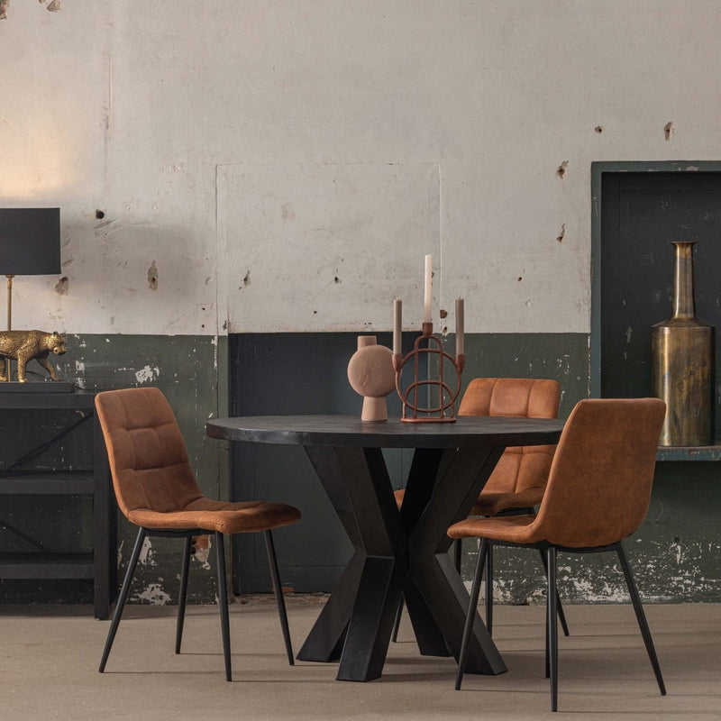 Jídelní stůl z mangového dřeva Madison Black Ø 160 kulatý Mahom