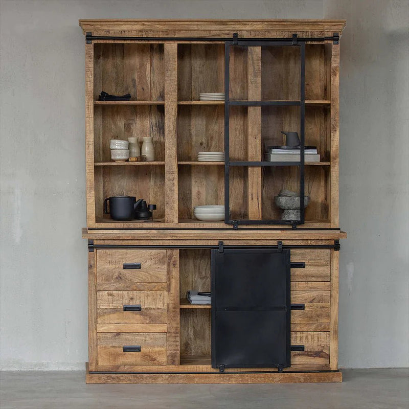 Príborník z mangového dreva Denver 160x220 cm jednodverový rovný Mahom