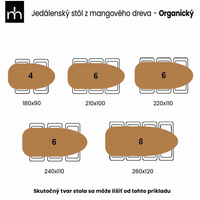 Jídelní stůl z mangového dřeva organický Laura 210x100 cm ořech mahagon