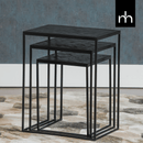 Konferenční stolky z mangového dřeva Dayton Black sada 3 ks Mahom