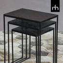 Konferenční stolky z mangového dřeva Dayton Black sada 3 ks Mahom