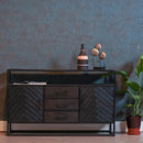 Příborník z mangového dřeva Toronto Black 145x90 cm Mahom