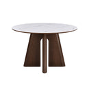 Kulatý jídelní stůl Santiago s dřevěnou dýhou 120 cm , hnědý, mahagon