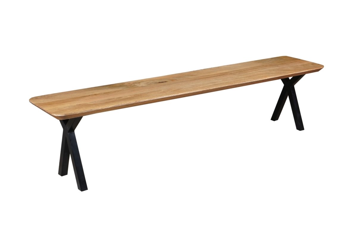 Jídelní lavice z mangového dřeva Salerno X-leg, taps 200x40 cm Mahom