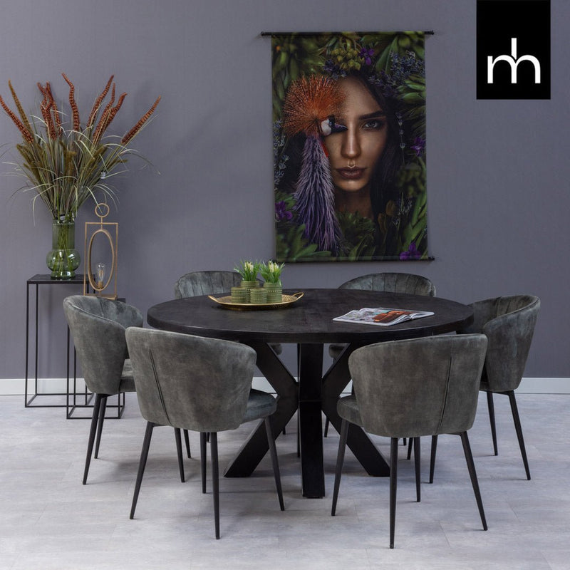 Jídelní židle Toulon Tmavě zelená s černou podnoží Mahom