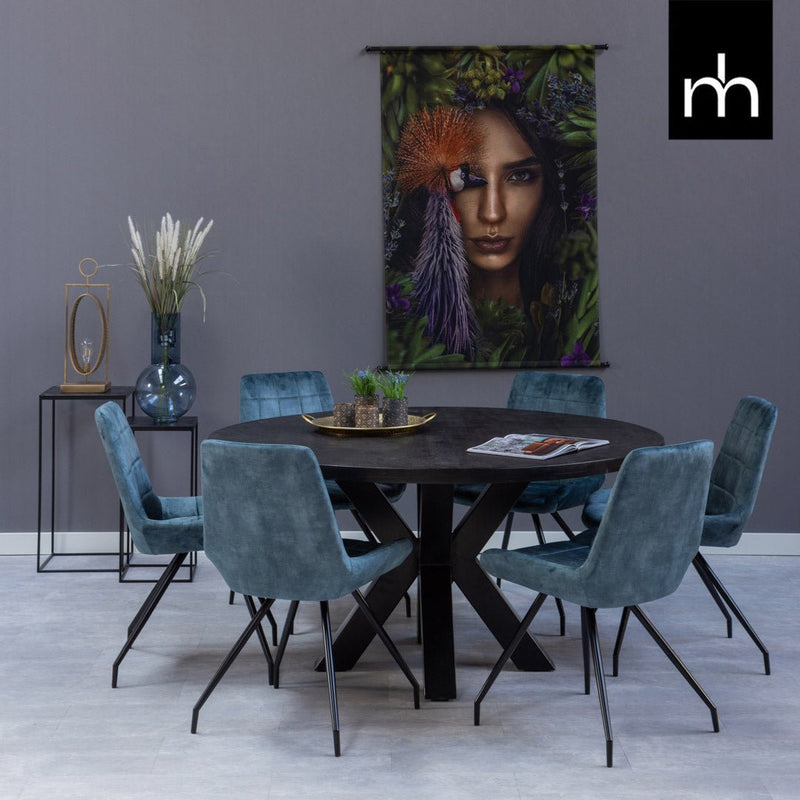 Jídelní židle Toulouse Modrá s černou podnoží Mahom