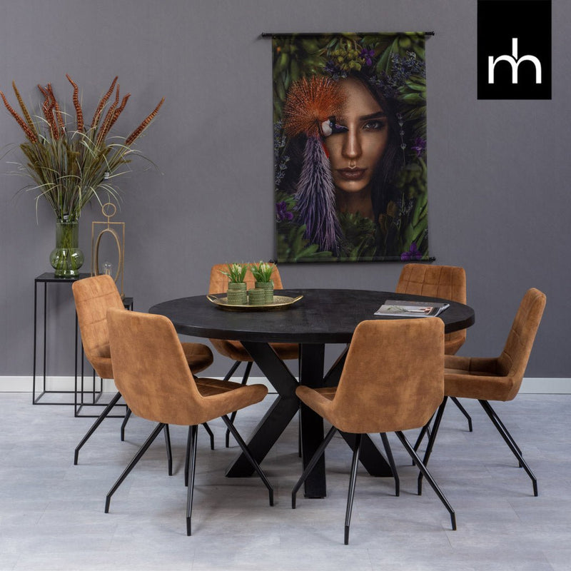 Jídelní židle Toulouse Cognac s černou základnou Mahom