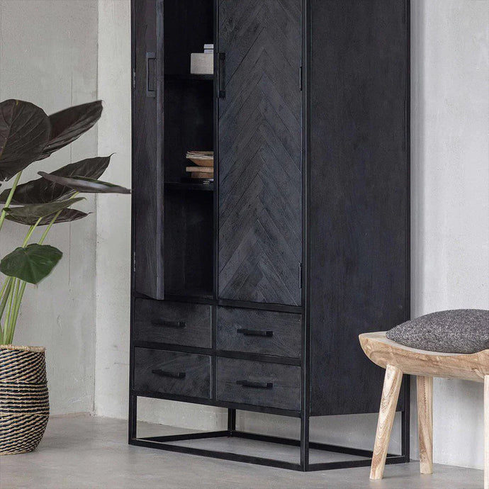 Skříň z mangového dřeva Sienna Black 90 cm Mahom