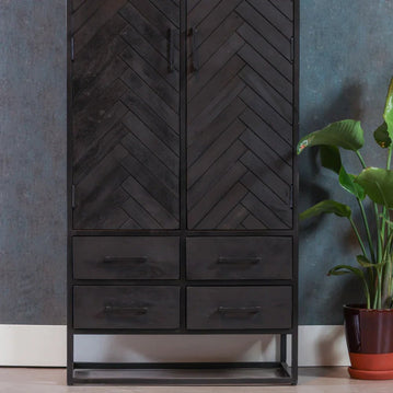Nástěnná skříňka z mangového dřeva Toronto Black 80 cm Mahom