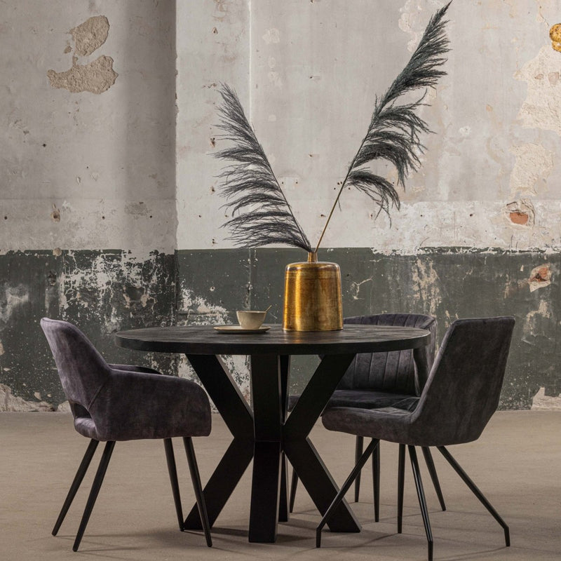 Jídelní stůl z mangového dřeva Madison Black Ø 140 kulatý Mahom