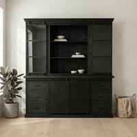 Príborník z mangového dreva Denver Black 200×220 cm rovný Mahom