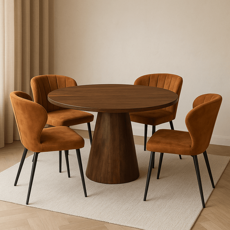 Jídelní stůl z mangového dřeva Nova tmavě hnědý kulatý 150 cm Mahom