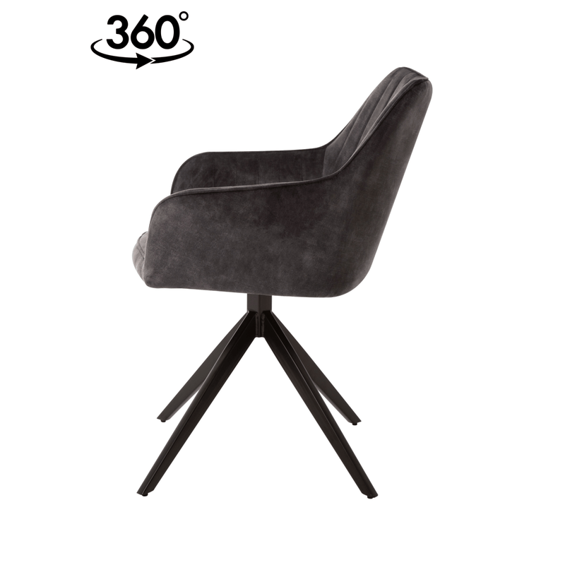 Jídelní židle Cannes Tmavě šedá s černou podnoží Mahom