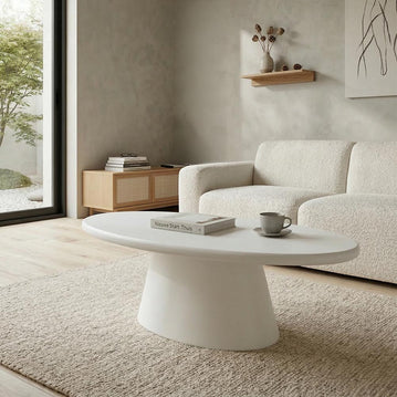 Konferenční stolek Savannah oválný Microcement kuželová noha 120 cm