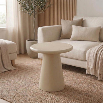 Konferenční stolek Savannah kulatý Microcement 45 cm béžový mahagon