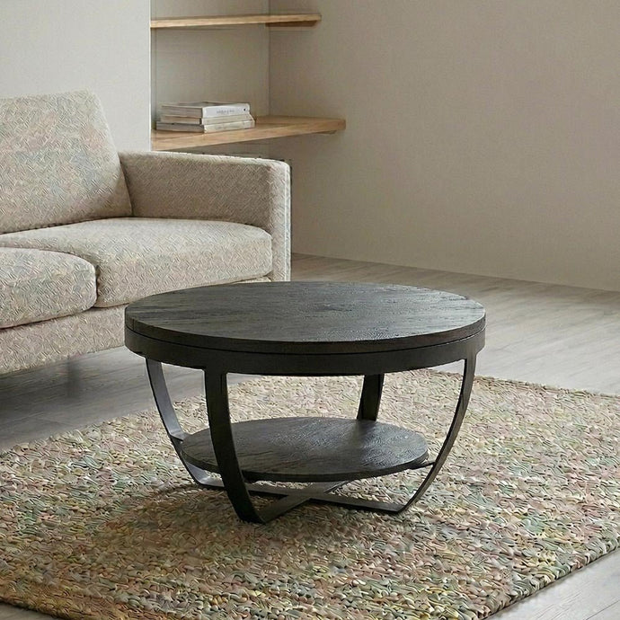 Konferenční stolek z mangového dřeva Bakersfield Black 65 cm Mahom