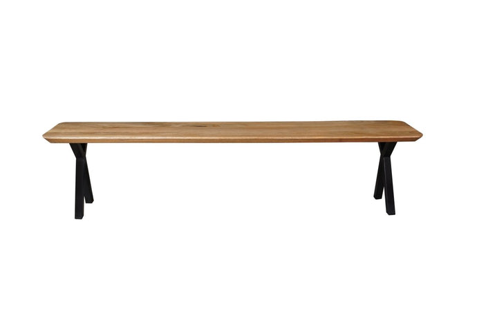 Jídelní lavice z mangového dřeva Salerno X-nohy 180x40 cm mahagon
