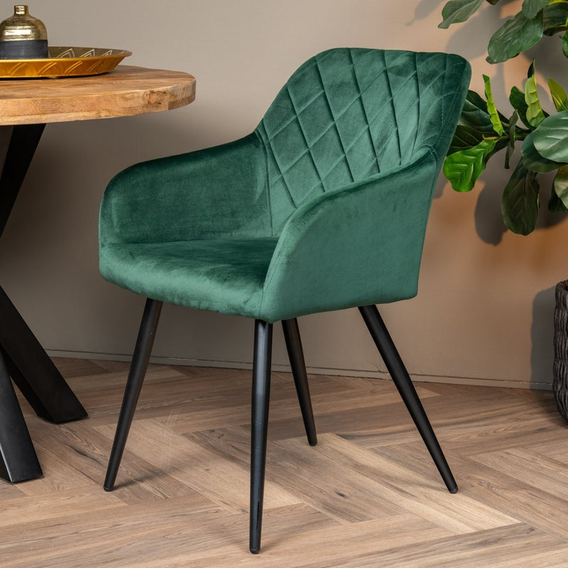 Jídelní židle Nancy Tmavě zelená s černou podnoží Mahom