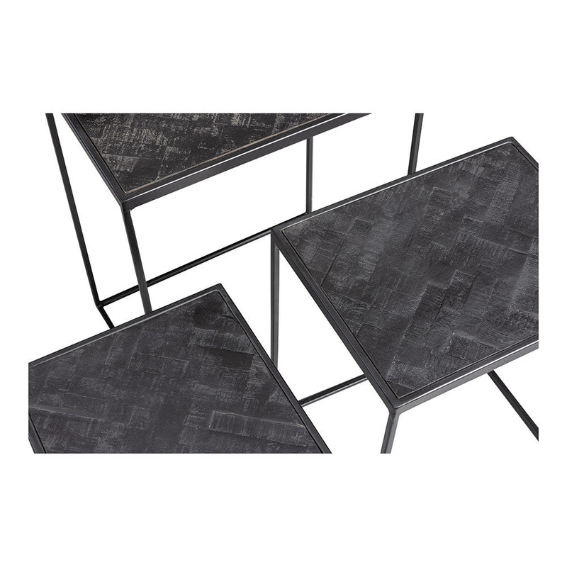 Příruční stolek z mangového dřeva Dayton Black (sada 3 ks) Mahom