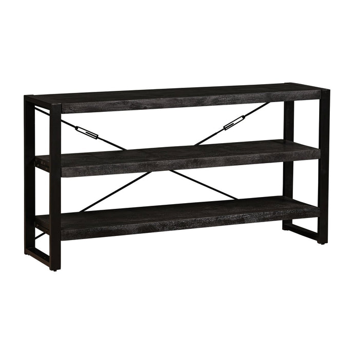 Knihovna z mangového dřeva Britt Black nízka, 150 cm- mahagon