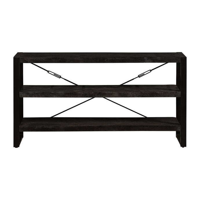 Knihovna z mangového dřeva Britt Black nízka, 150 cm- mahagon