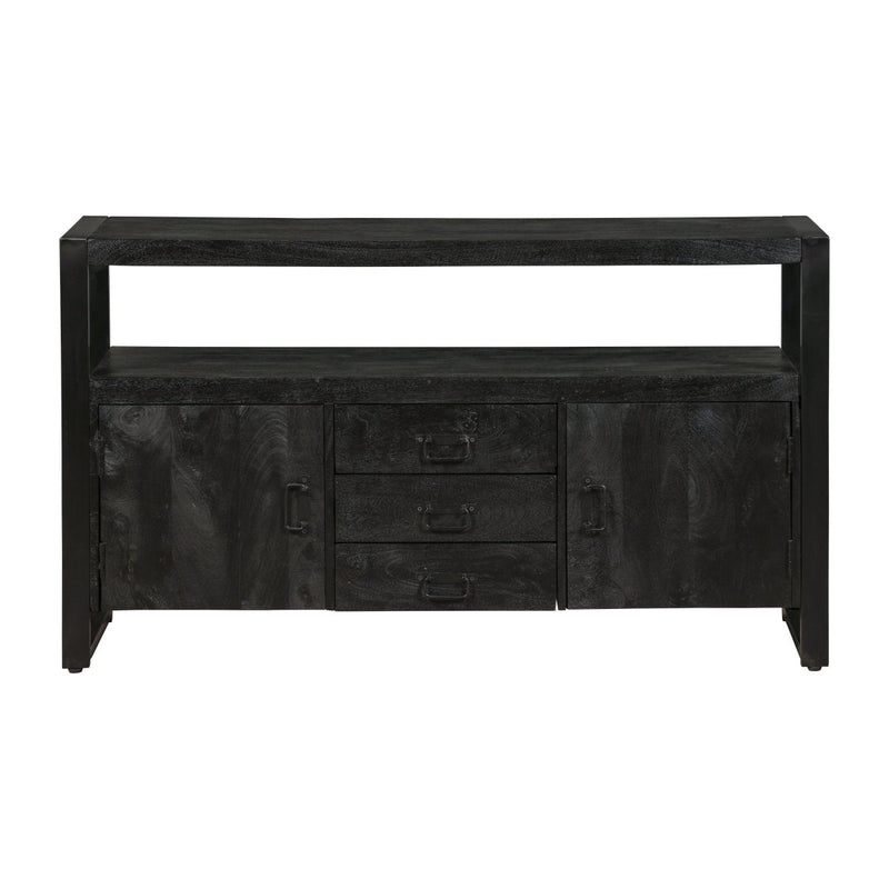 Příborník z mangového dřeva Pittsburgh Black 140 cm Mahom