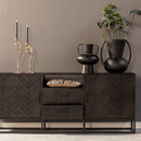 Příborník z mangového dřeva Toronto Black 180 cm Mahom