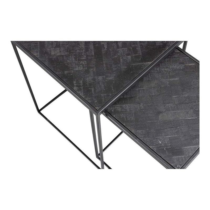 Konferenční stolky z mangového dřeva Dayton Black sada 3 ks Mahom