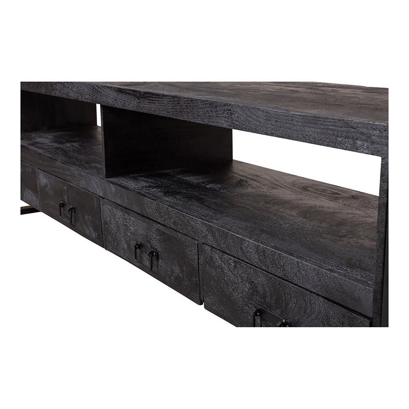 TV skříňka z mangového dřeva Fresno Black 220 cm Mahom