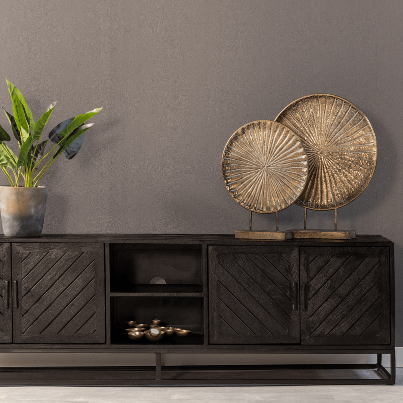 TV skříňka z mangového dřeva Reno Black 200 cm Mahom