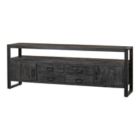 TV skříňka z mangového dřeva Seattle Black 190 cm Mahom