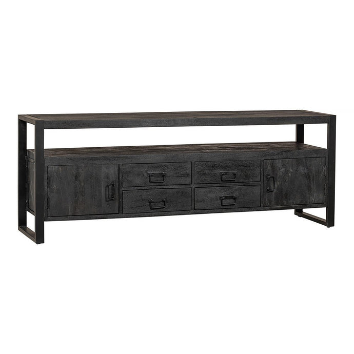 TV nábytek z mangového dřeva Seattle Black 220 cm Mahom