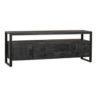 TV skříňka z mangového dřeva Seattle Black 190 cm Mahom