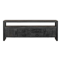 TV skříňka z mangového dřeva Seattle Black 190 cm Mahom