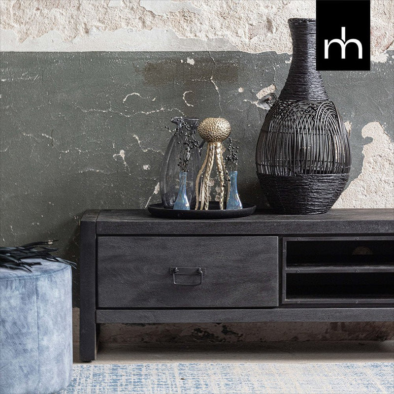 TV skříňka z mangového dřeva Stockton Black 200 cm Mahom