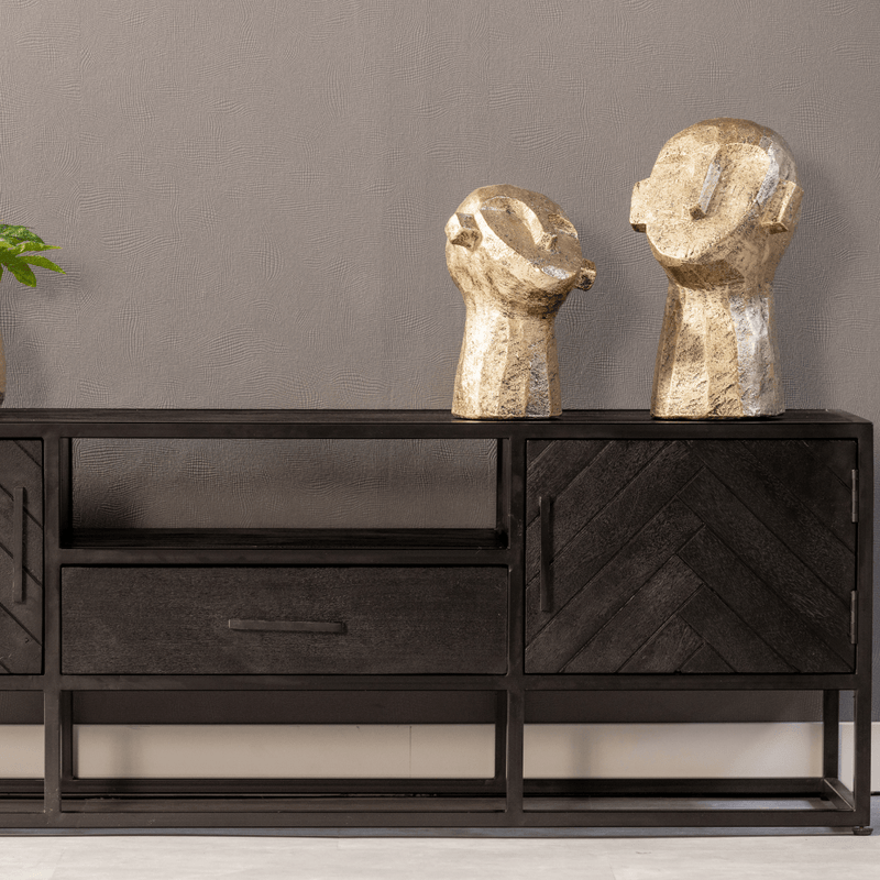 TV skříňka z mangového dřeva Toronto Black 145 cm Mahom