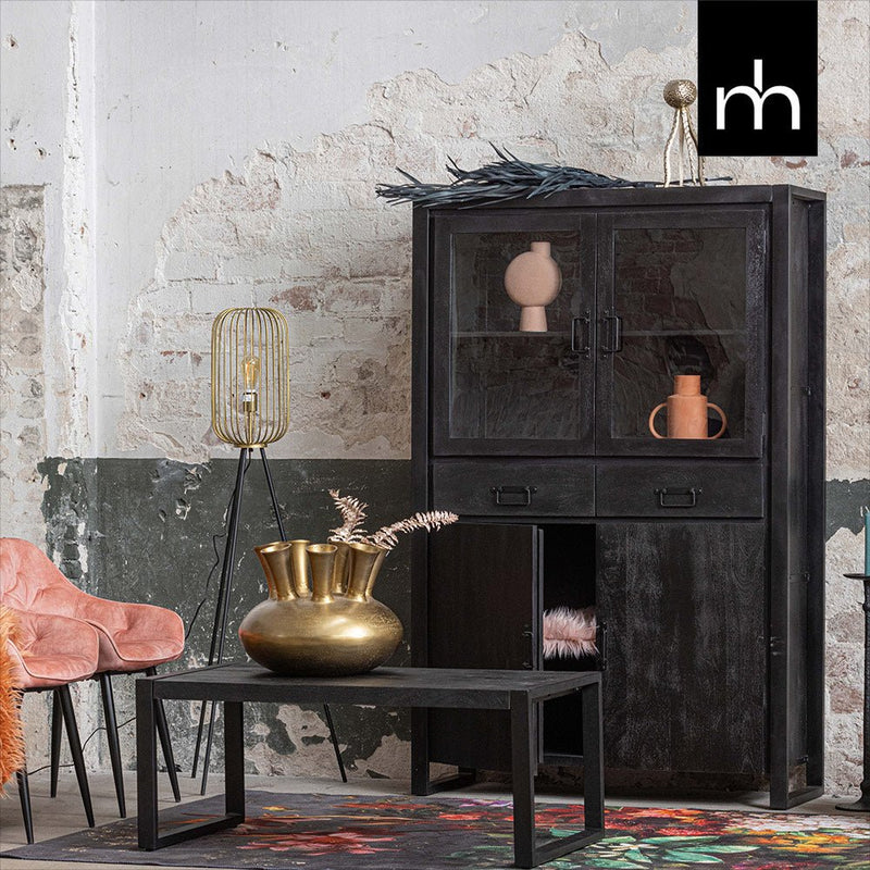 Vitrína z mangového dřeva Jersy Black Mahom