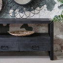 TV skříňka z mangového dřeva Fresno Black 180 cm Mahom