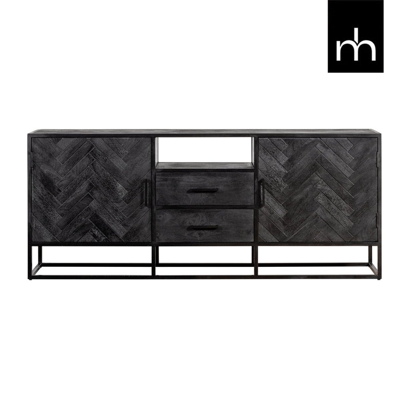 Příborník z mangového dřeva Toronto Black 180 cm Mahom