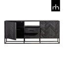 Příborník z mangového dřeva Toronto Black 180 cm Mahom