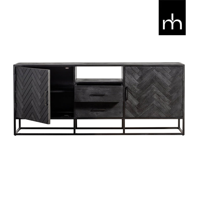 Příborník z mangového dřeva Toronto Black 180 cm Mahom