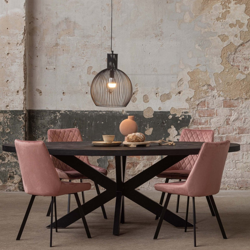 Jídelní stůl z mangového dřeva Tulsa Black 180×100 cm oválný Mahom