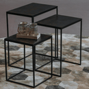 Konferenční stolky z mangového dřeva Dayton Black sada 3 ks Mahom